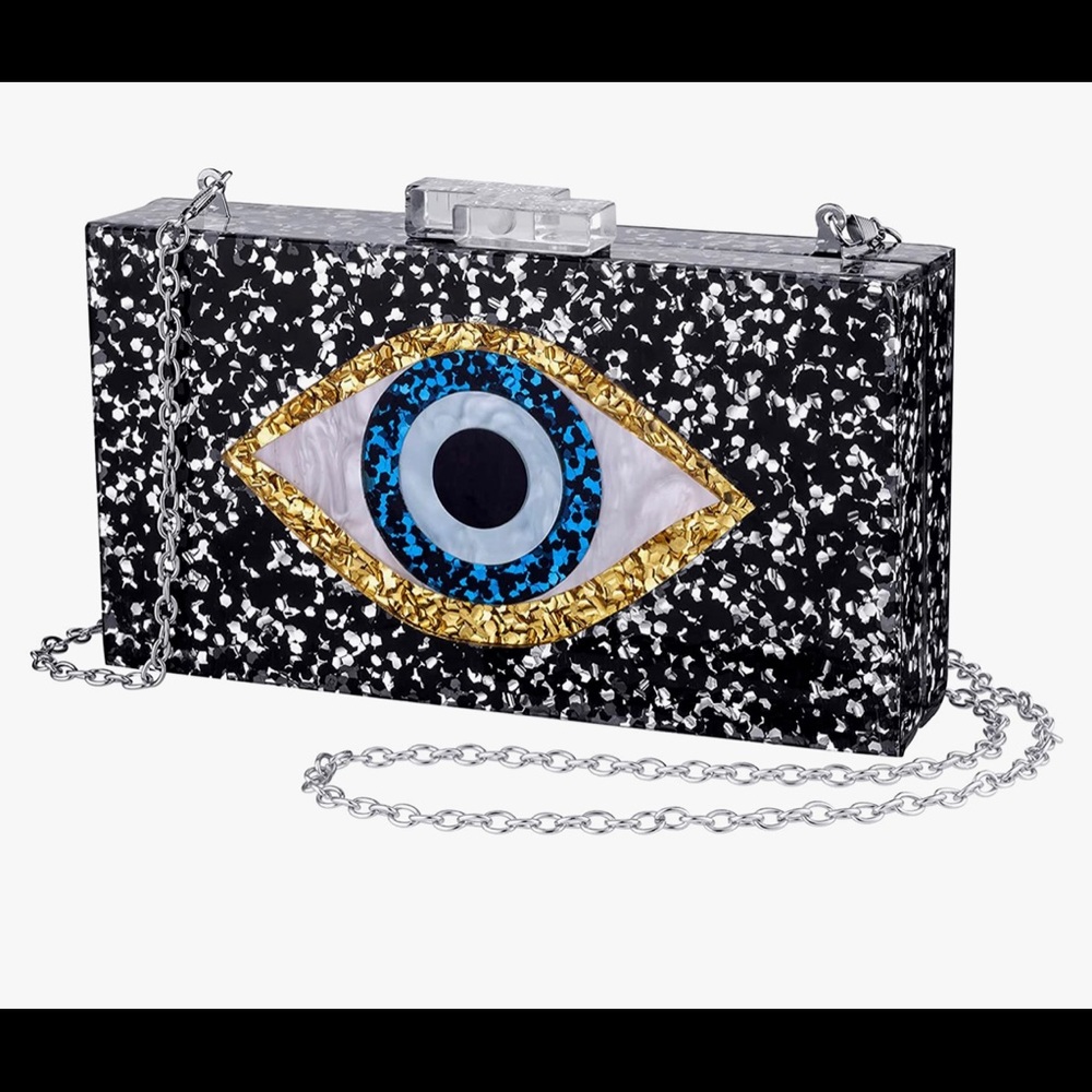 🔥Evil Eye Acrylic Clutch Glitter Purse Evening Bag Crossbody Handbags clutch